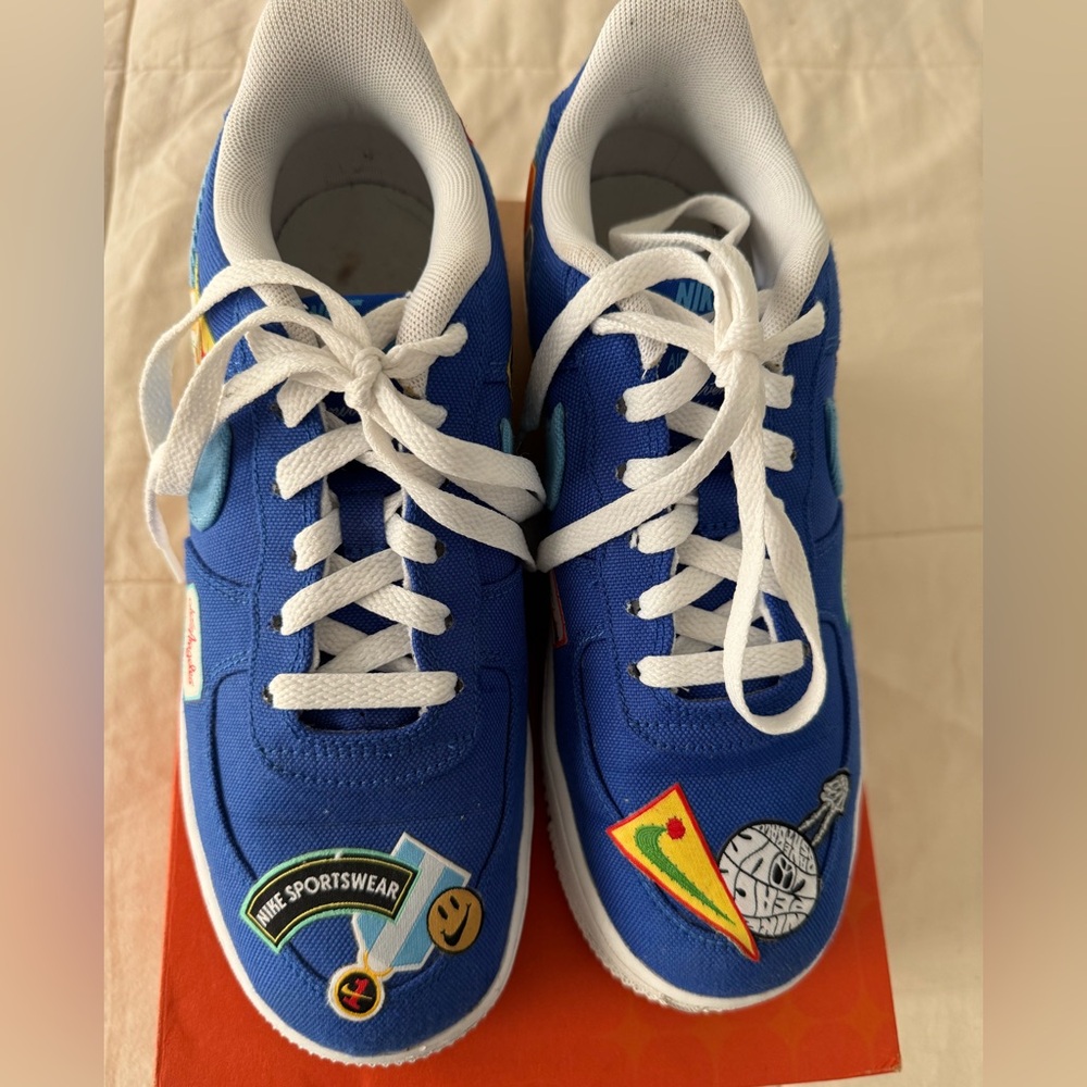 Nike Patched Up Style Shoes with Blue and White Accents Like-New